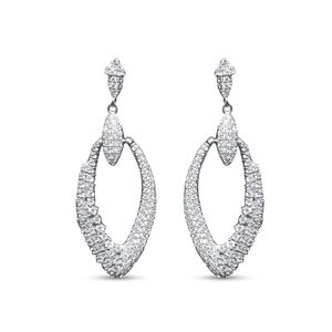 Sterling Silver Teardrop Diamond Earrings